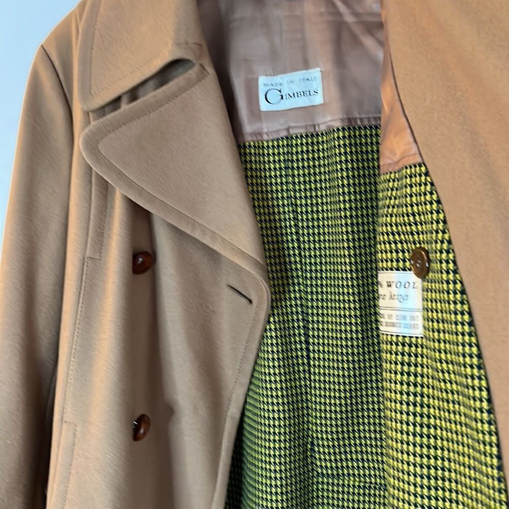 Vintage Gimbels Wool Tan Pea Coat Jacket - 46 - Picture 5 of 12
